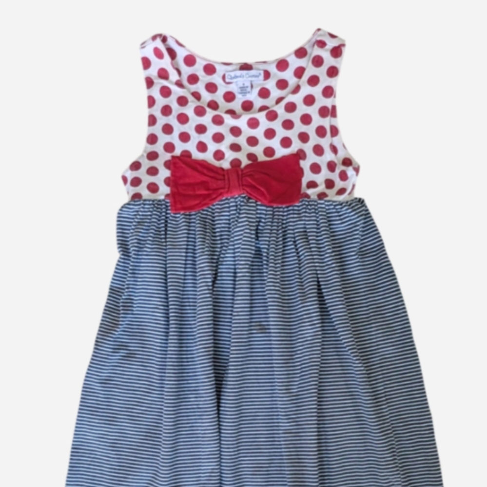 Vintage Bow Polka Dot Stripe Dress